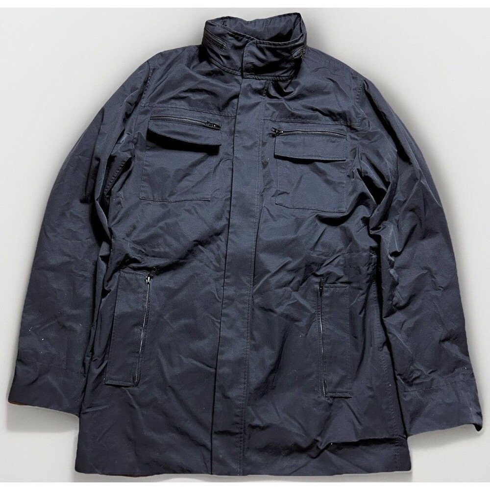 By Robert James New York Rain Coat Black Size 42 Large Mens Hooded Jacket